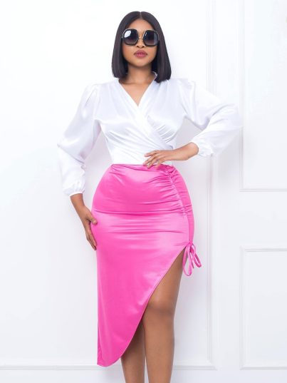 PINK RUCHED SKIRT