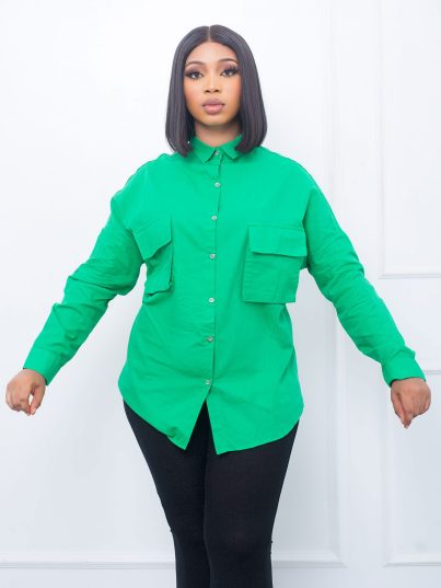 GREEN SHIRT WITH FRONT POCKETS