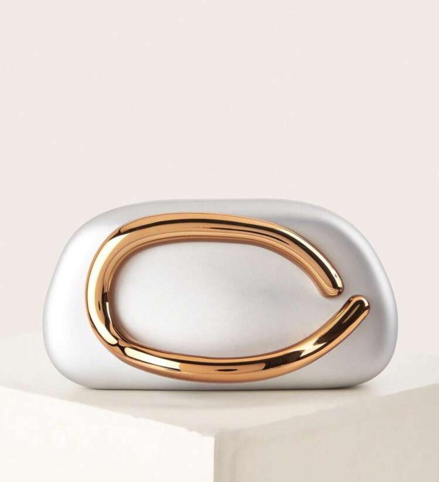 SILVER AND GOLD PURSE WITH DETACHABLE STRAP