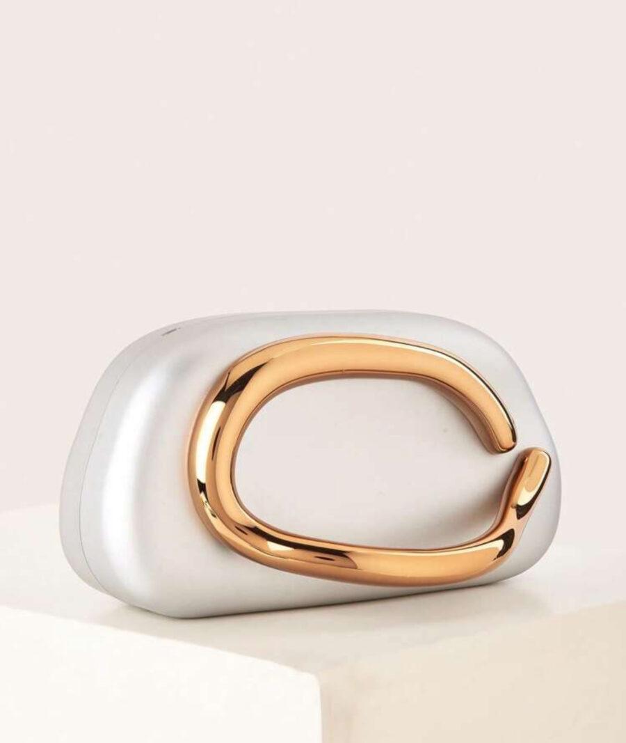 SILVER AND GOLD PURSE WITH DETACHABLE STRAP