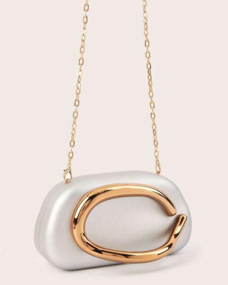 SILVER AND GOLD PURSE WITH DETACHABLE STRAP