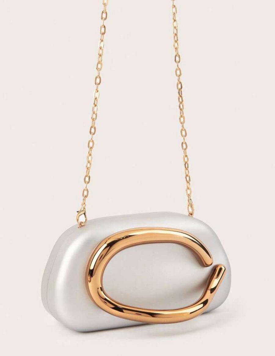 SILVER AND GOLD PURSE WITH DETACHABLE STRAP
