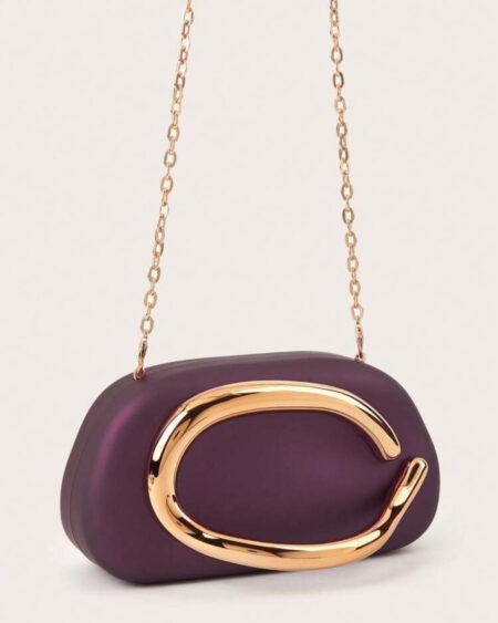 PURPLE CLUTCH WITH DETACHABLE STRAP