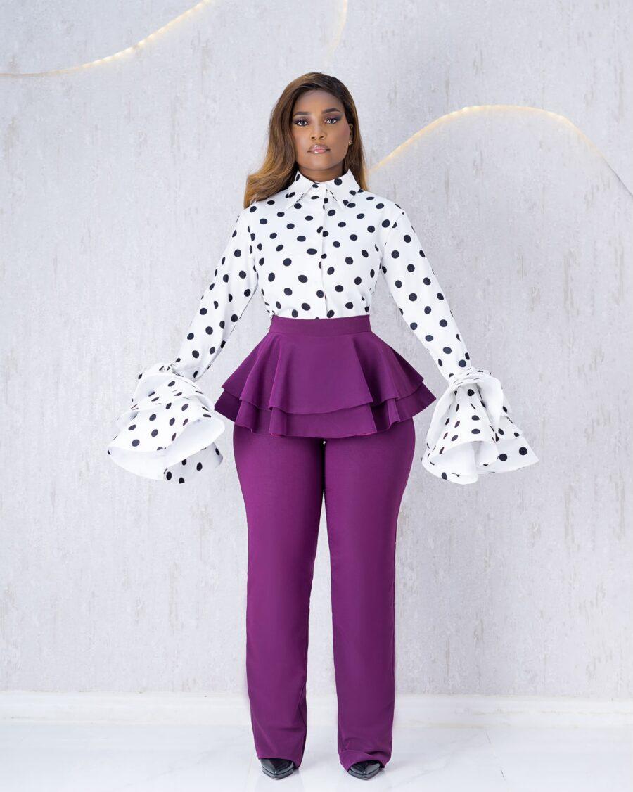 Purple Peplum Trouser