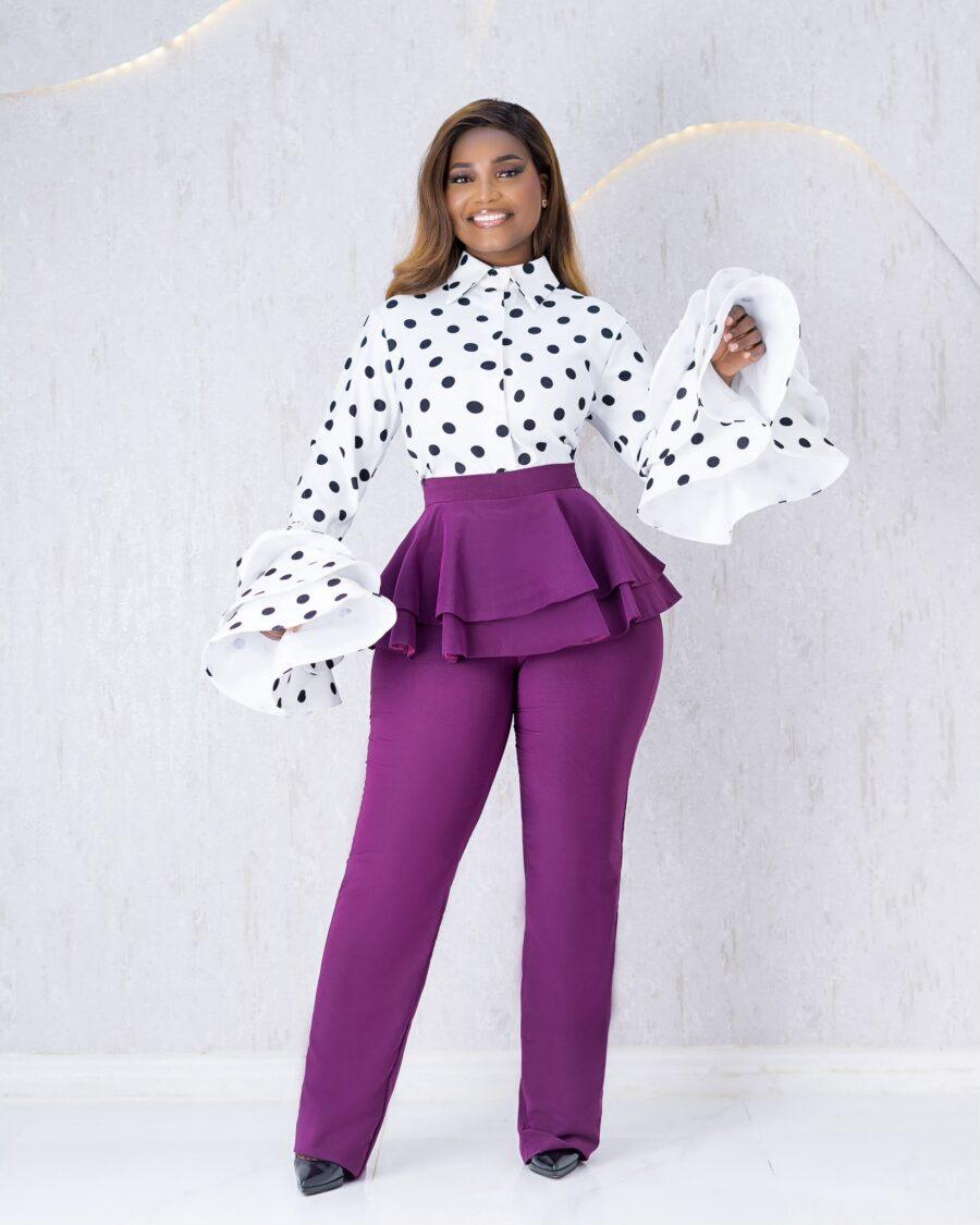 Purple Peplum Trouser