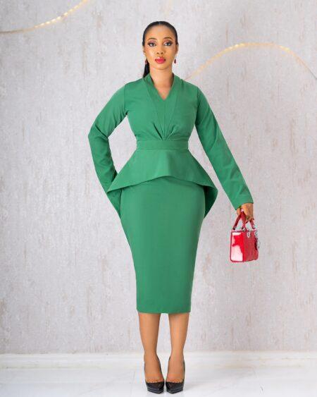 Green Arch Peplum Dress