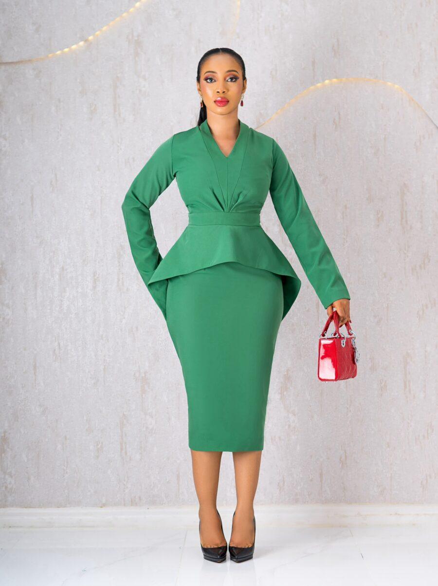 Green Arch Peplum Dress