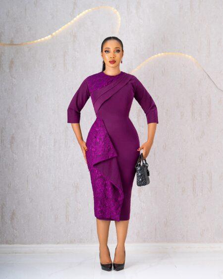 Purple Wrap Dress With Lace