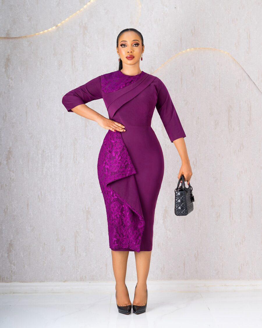 Purple Wrap Dress With Lace