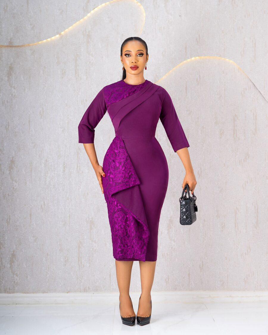 Purple Wrap Dress With Lace