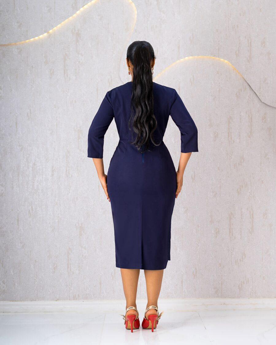 Navy Wrap Dress With Lace