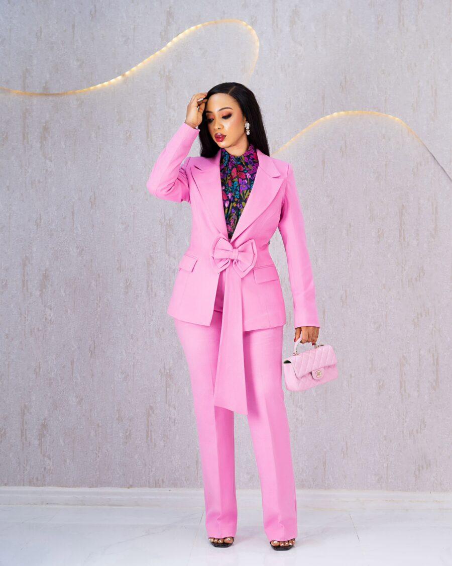 Pink Bow Trouser Set