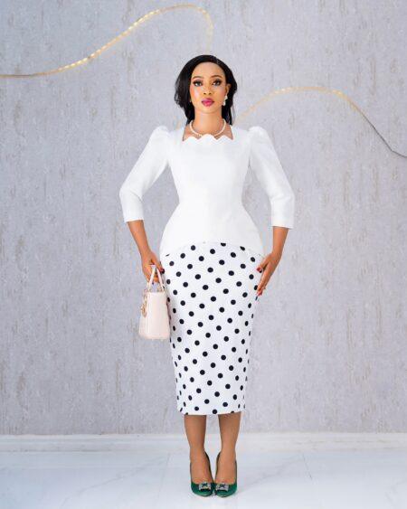 White Peplum Polkadot Dress