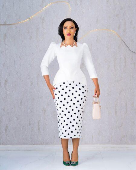 White Peplum Polkadot Dress