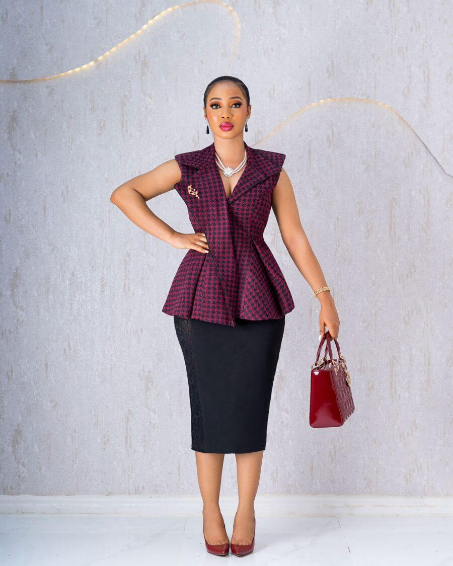 Tweed Houndstooth Skirt Set