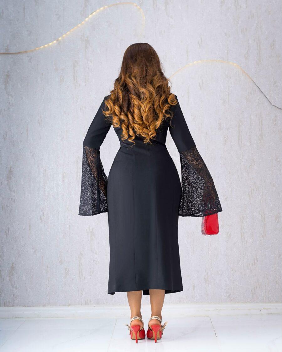 BLACK BLAZER LACE SLEEVES DRESS