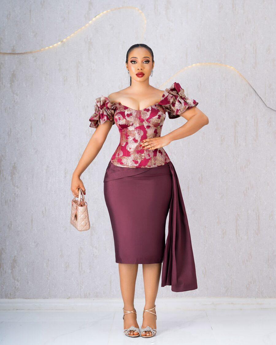 WINE DAMASK SKIRT + WINE MIKADO SKIRT