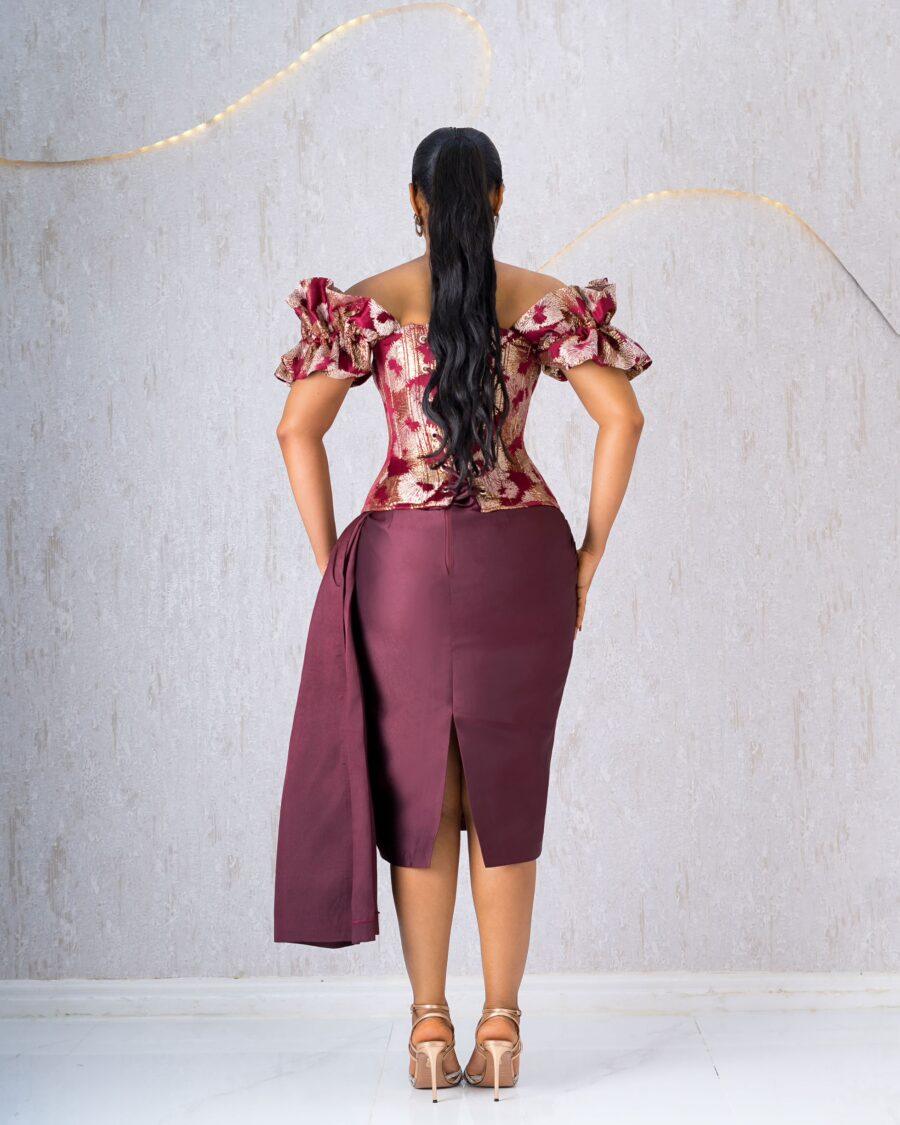 WINE DAMASK SKIRT + WINE MIKADO SKIRT