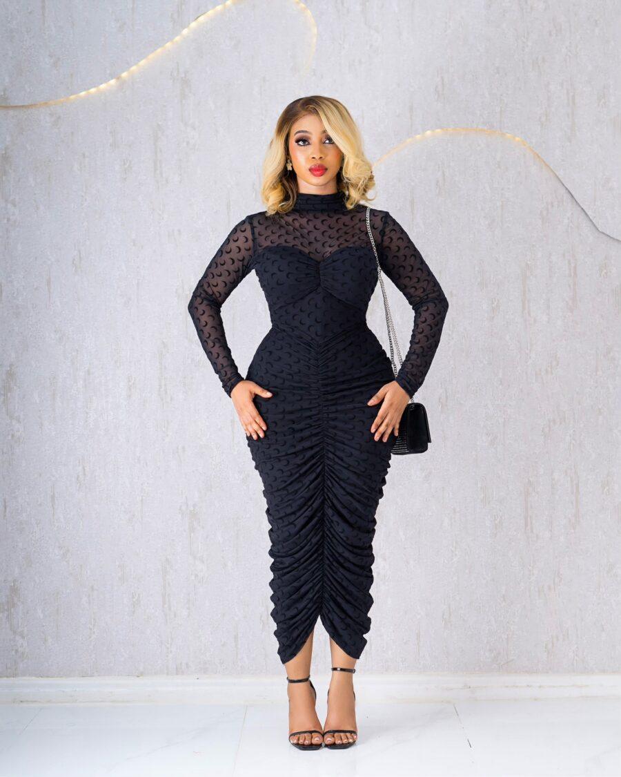 BLACK SKIN MESH DRESS