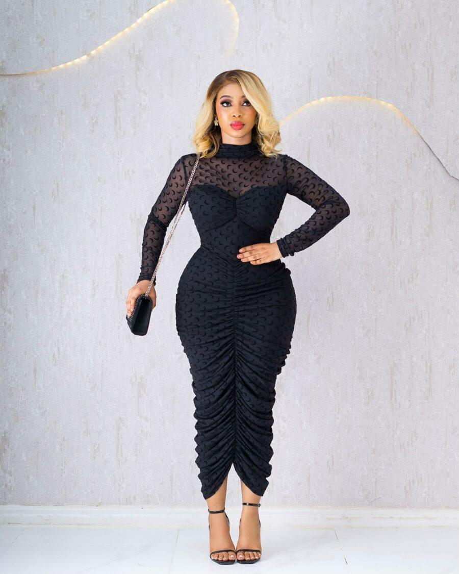 BLACK SKIN MESH DRESS