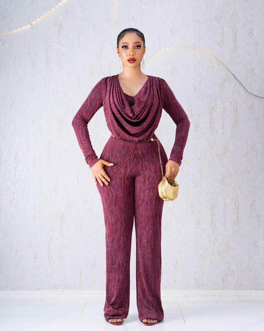 MULTICOLOR COWL NECK JUMPSUIT