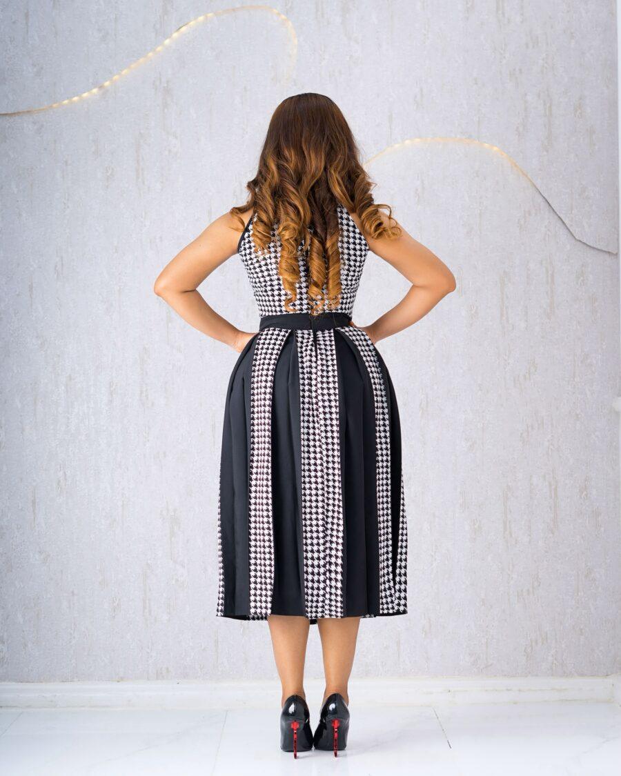 BLACK AND WHITE HOUNDSTOOTH DRESS