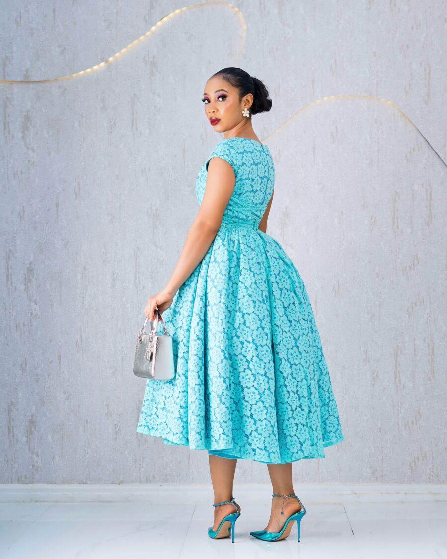 GREEN LACE BALL DRESS
