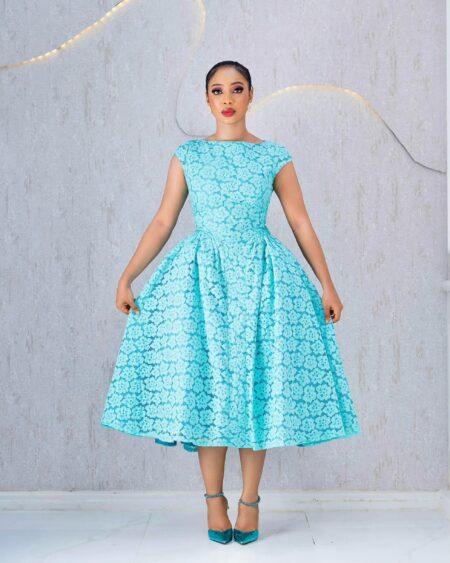 GREEN LACE BALL DRESS
