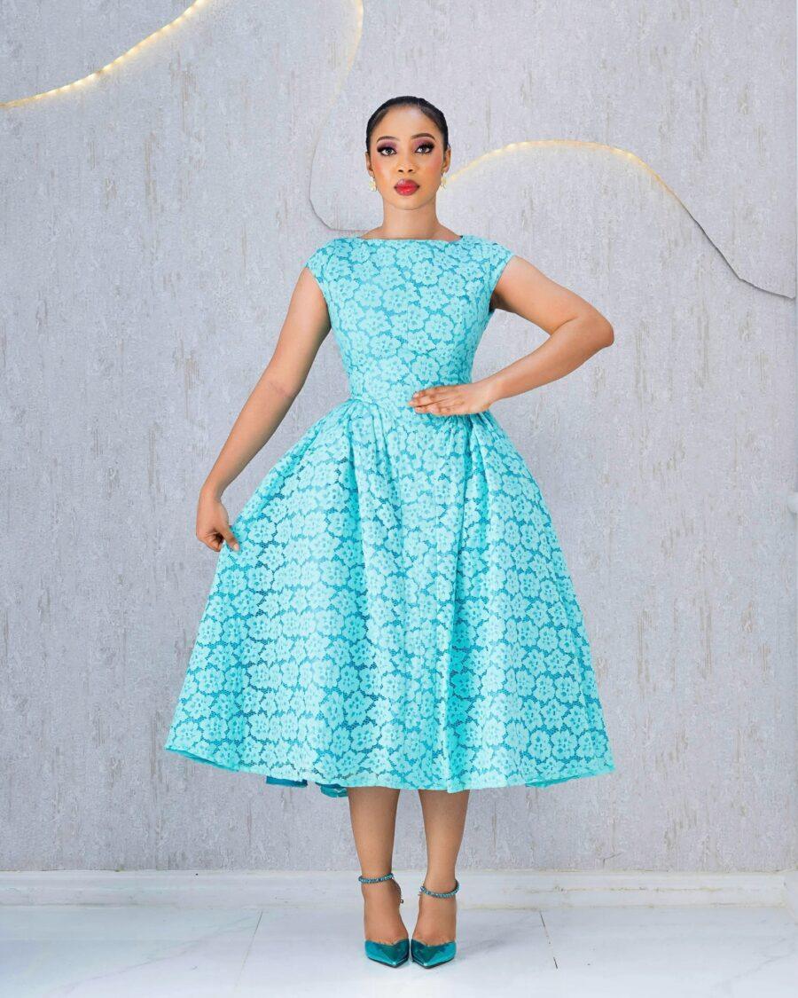 GREEN LACE BALL DRESS