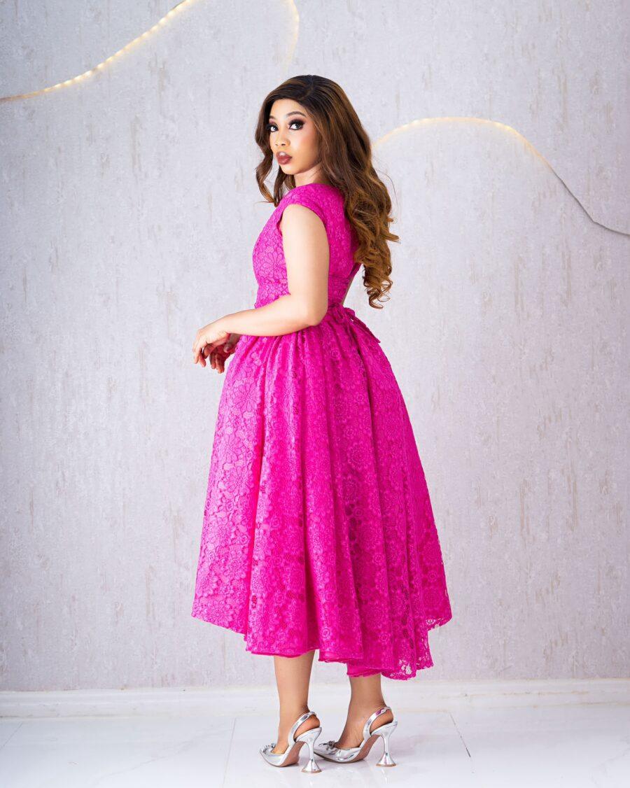 PINK LACE BALL DRESS