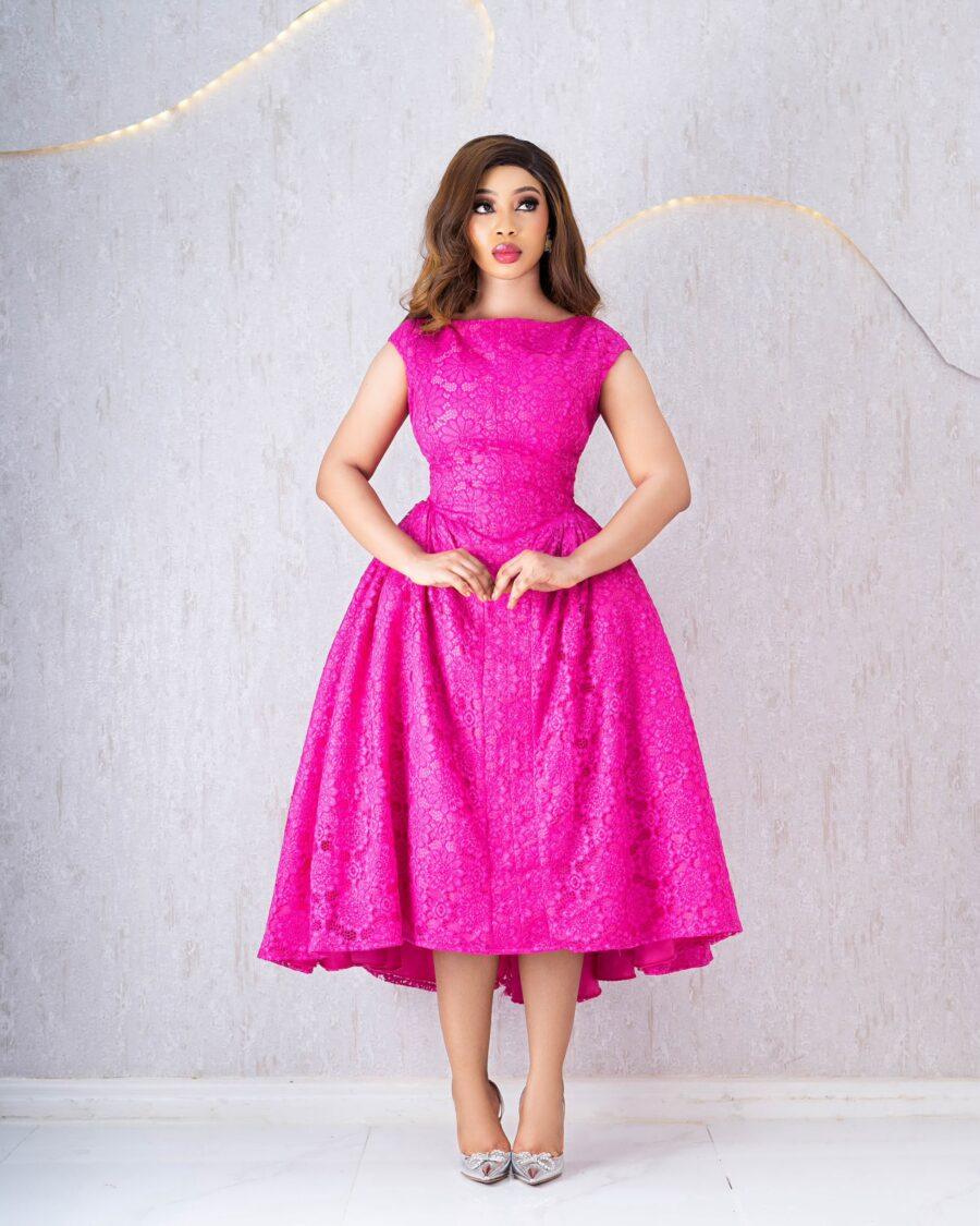 PINK LACE BALL DRESS