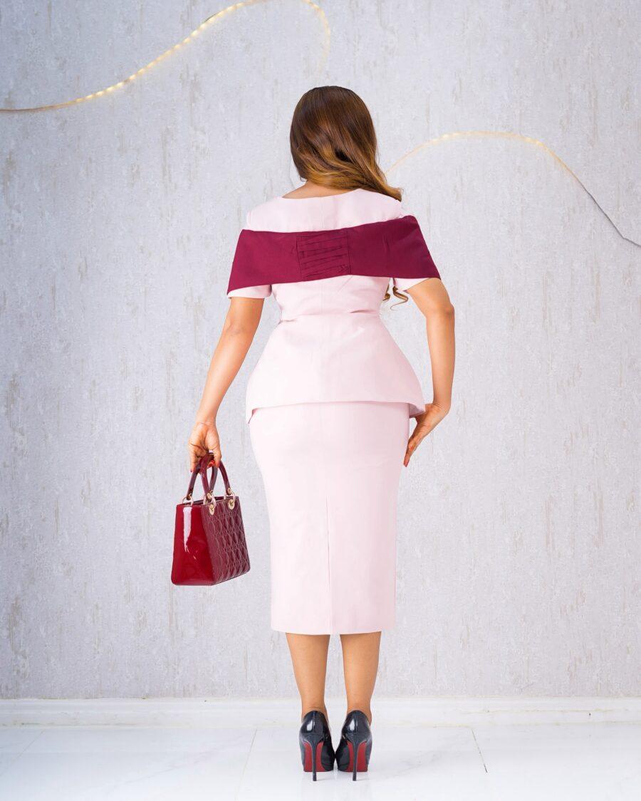 PEACH AND WINE ROSE SKIRT SET