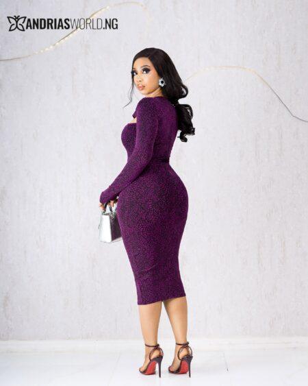 PURPLE SHIMMER CUTOUT DRESS