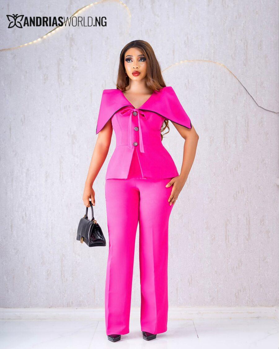 PINK CAPE TROUSER SET