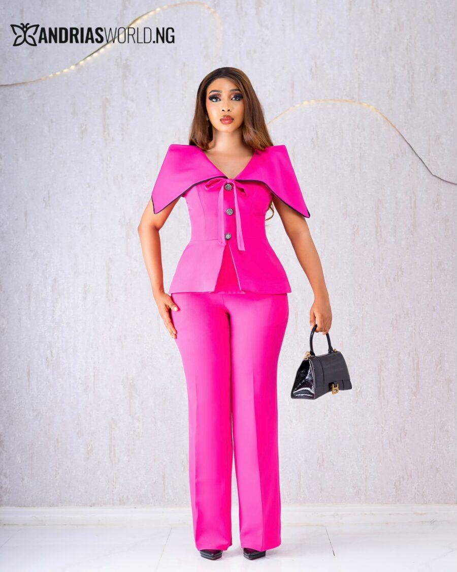 PINK CAPE TROUSER SET