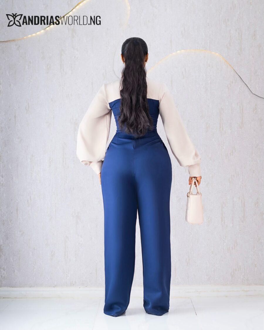 NAVY BLUE AND PEACH JUMPSUIT