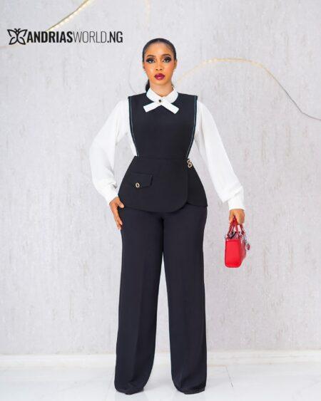 BLACK & WHITE THREE PIECE TROUSER SET