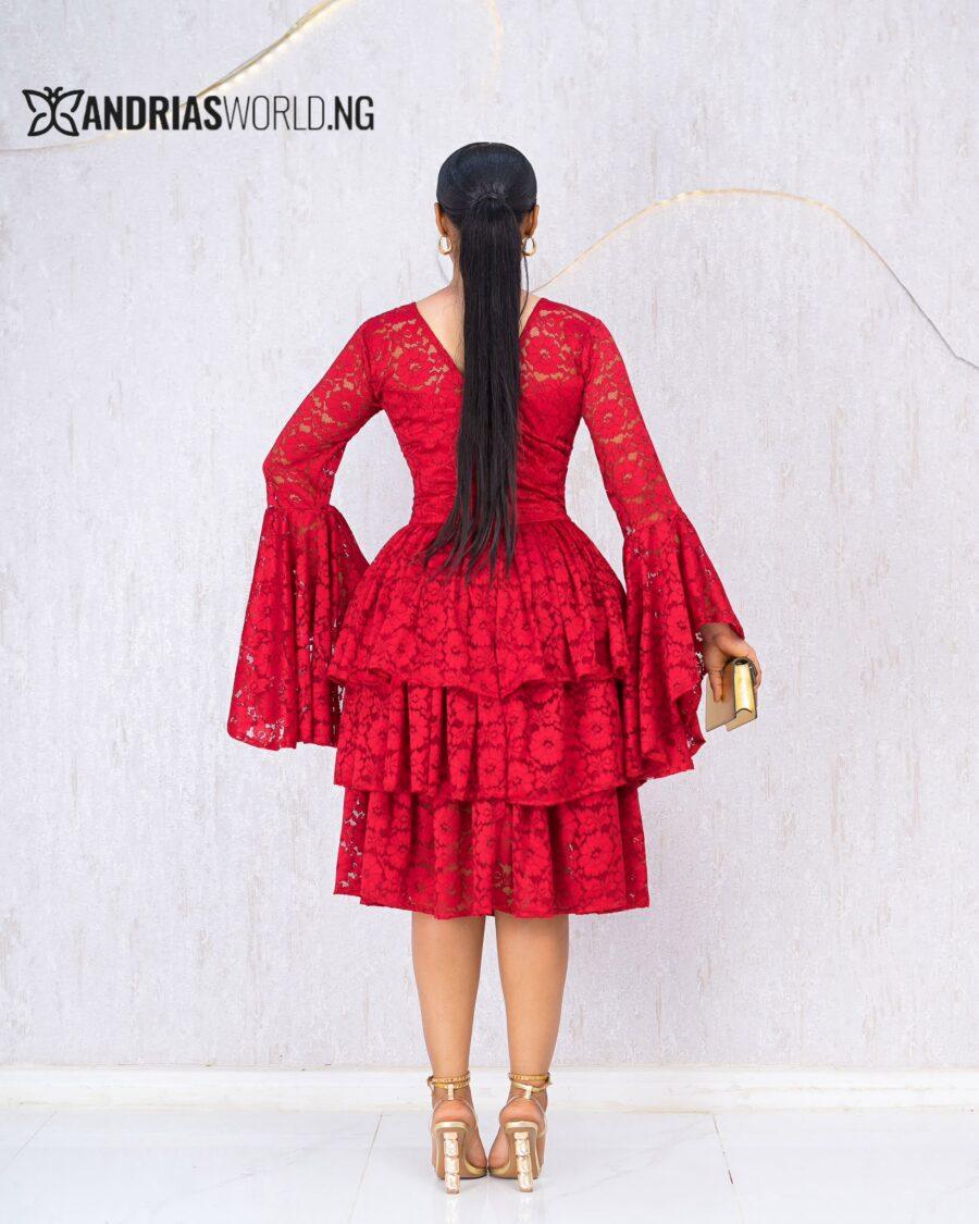 RED LAYERED LACE DRESS