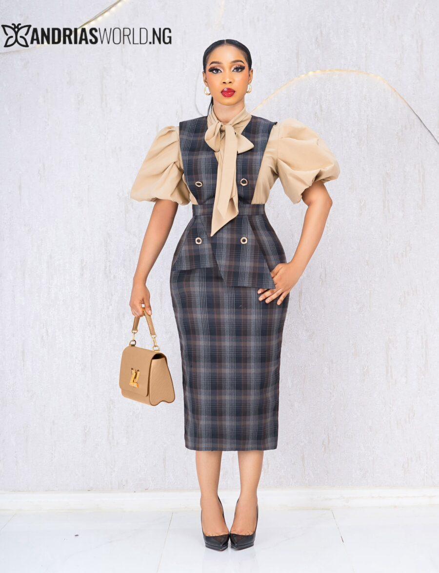 CHECK PINAFORE WITH INNER SHIRT SET