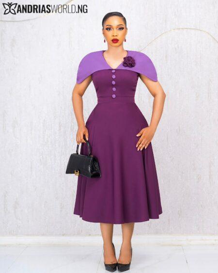 PURPLE AND LILAC SKATER CAPE DRESS