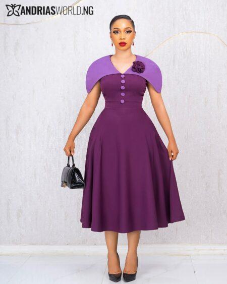 PURPLE AND LILAC SKATER CAPE DRESS