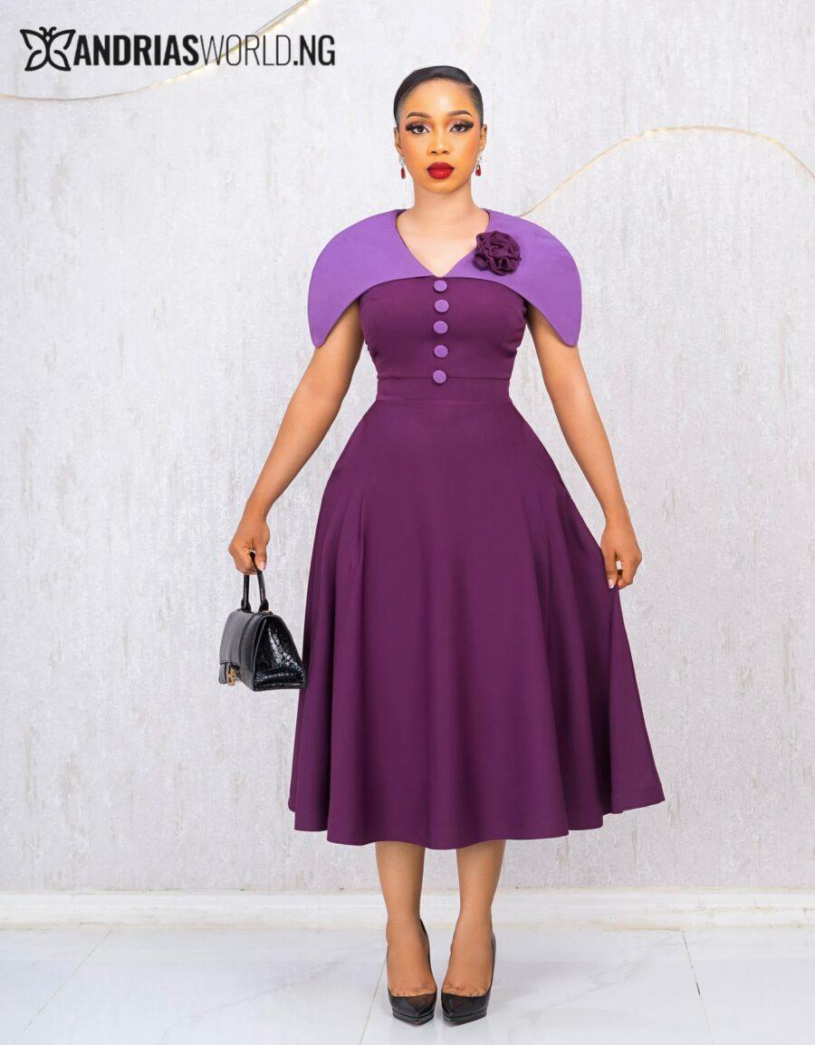 PURPLE AND LILAC SKATER CAPE DRESS