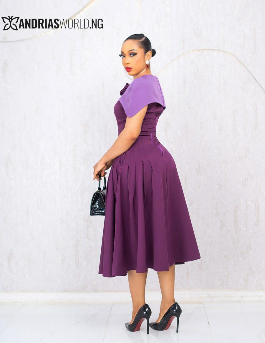 PURPLE AND LILAC SKATER CAPE DRESS