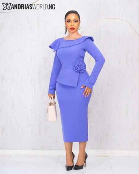 LILAC SIDE PEPLUM DRESS WITH ROSE