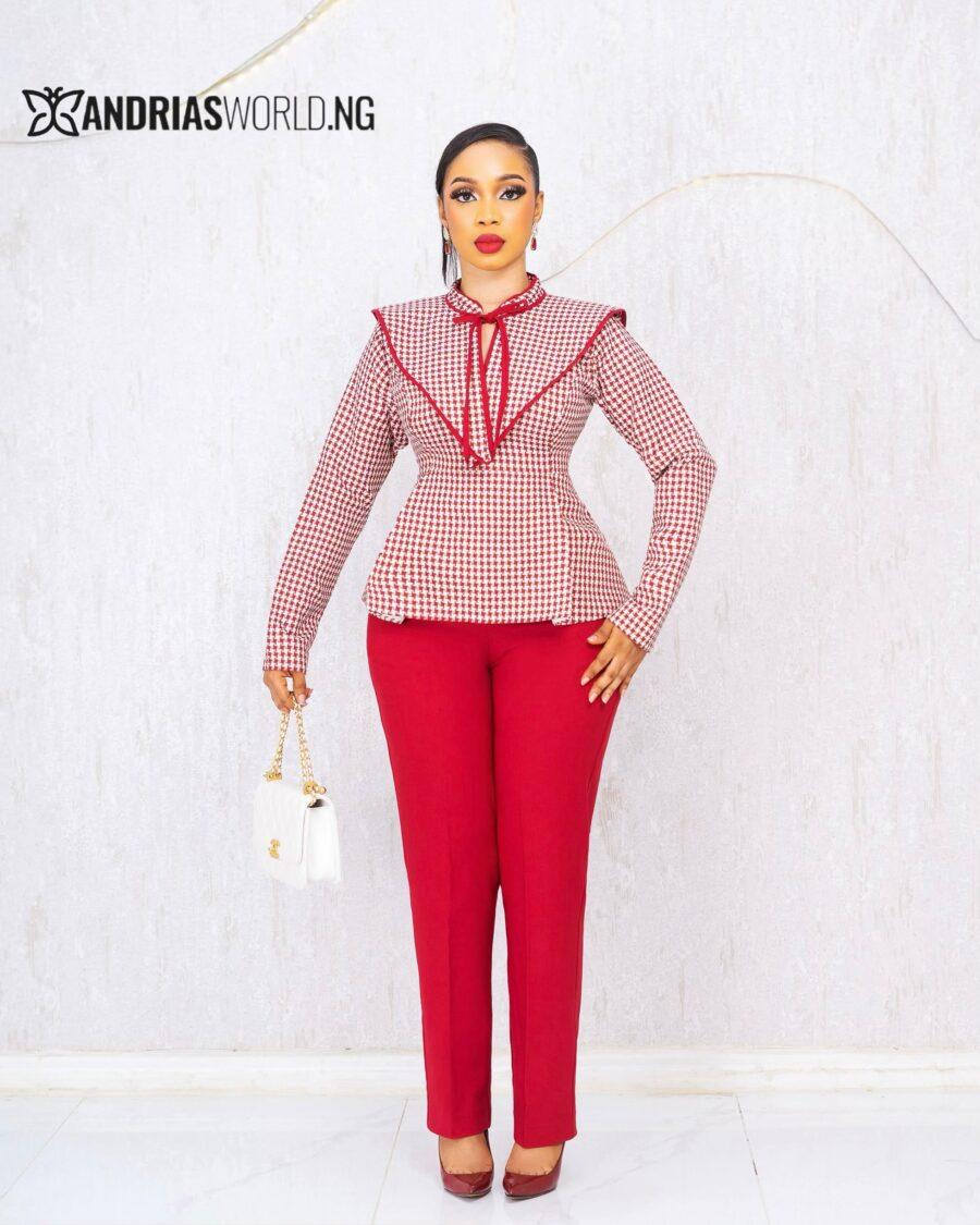 RED PANTS AND HOUNDSTOOTH SET