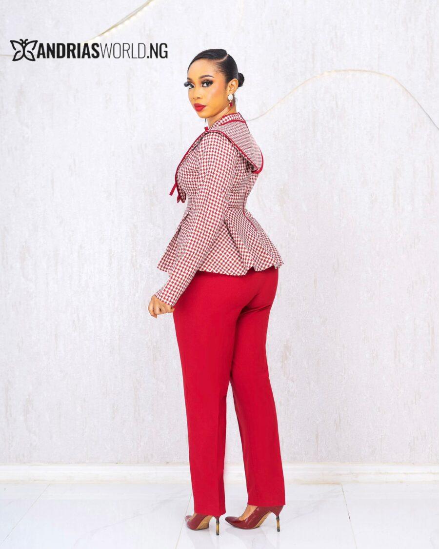 RED PANTS AND HOUNDSTOOTH SET