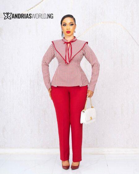 RED PANTS AND HOUNDSTOOTH SET