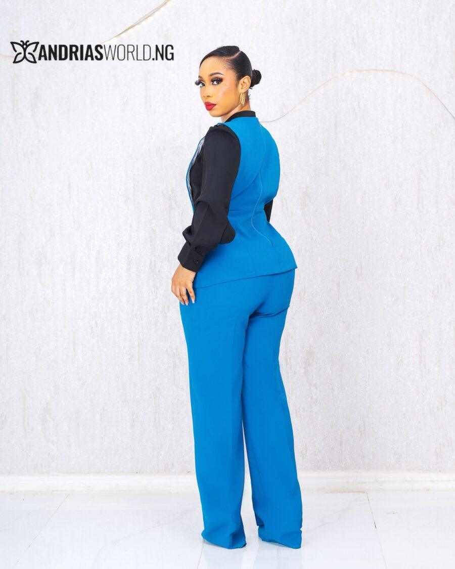 BLUE TWO PIECE TROUSER SET