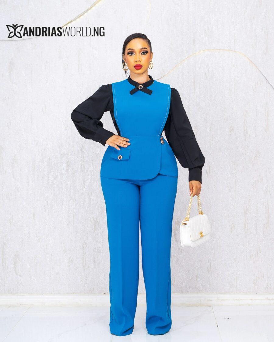 BLUE TWO PIECE TROUSER SET
