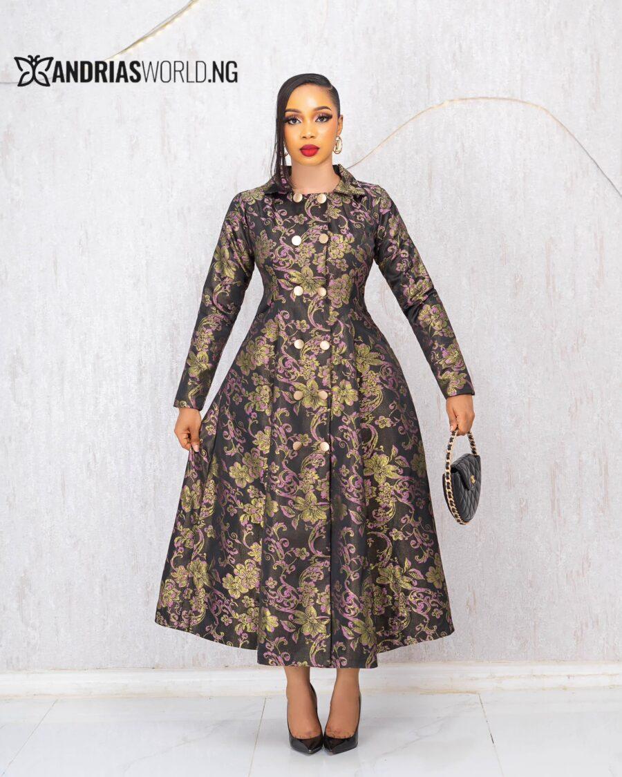 DAMASK DRESS WITH BUTTON